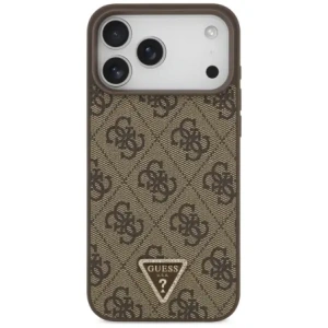 Etui Guess Leather 4G Triangle Strass MagSafe do Apple iPhone 17 Pro Max brązowy