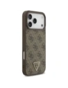 Etui Guess Leather 4G Triangle Strass MagSafe do Apple iPhone 17 Pro Max brązowy
