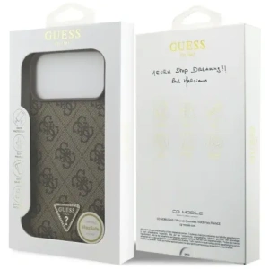Etui Guess Leather 4G Triangle Strass MagSafe do Apple iPhone 17 Pro Max brązowy