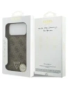 Etui Guess Leather 4G Triangle Strass MagSafe do Apple iPhone 17 Pro Max brązowy