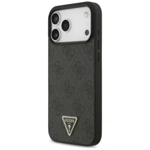 Etui Guess Leather 4G Triangle Strass MagSafe do Apple iPhone 17 Pro Max czarny