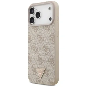 Etui Guess Leather 4G Triangle Strass MagSafe do Apple iPhone 17 Pro Max różowy