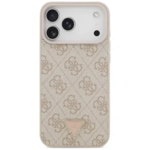 Etui Guess Leather 4G Triangle Strass MagSafe do Apple iPhone 17 Pro Max różowy