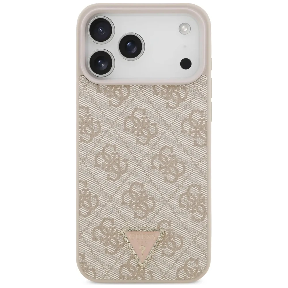 Etui Guess Leather 4G Triangle Strass MagSafe do Apple iPhone 17 Pro Max różowy