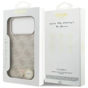 Etui Guess Leather 4G Triangle Strass MagSafe do Apple iPhone 17 Pro Max różowy