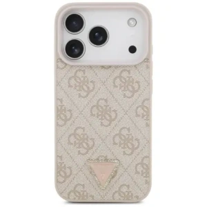 Etui Guess Leather 4G Triangle Strass MagSafe do Apple iPhone 17 Pro różowy
