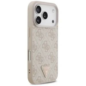 Etui Guess Leather 4G Triangle Strass MagSafe do Apple iPhone 17 Pro różowy