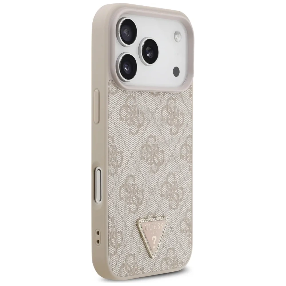 Etui Guess Leather 4G Triangle Strass MagSafe do Apple iPhone 17 Pro różowy