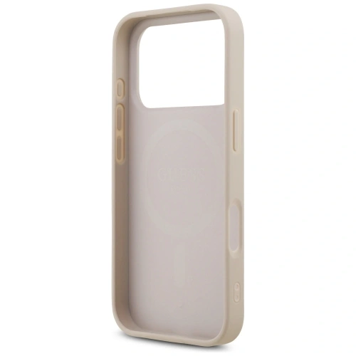 Etui Guess Leather 4G Triangle Strass MagSafe do Apple iPhone 17 Pro różowy