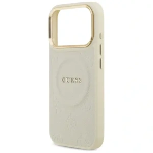 Etui Guess Peony Hot Stamp MagSafe do Apple iPhone 17 Pro beżowy