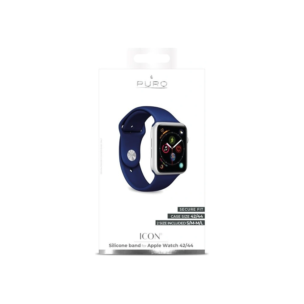 Hurtownia GSM - Elastický pásek PURO ICON Band Apple Watch 4/5/6/7/SE/8/9/Ultra 44/45/49mm (S/M & M/L) (námořnická modř) - PUR085NAV - {ean13} - Hurt