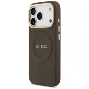 Etui Guess Peony Hot Stamp MagSafe do Apple iPhone 17 Pro brązowy