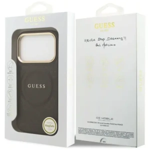 Etui Guess Peony Hot Stamp MagSafe do Apple iPhone 17 Pro brązowy