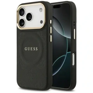 Etui Guess Peony Hot Stamp MagSafe do Apple iPhone 17 Pro czarny