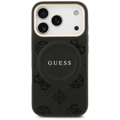 Etui Guess Peony Hot Stamp MagSafe do Apple iPhone 17 Pro czarny