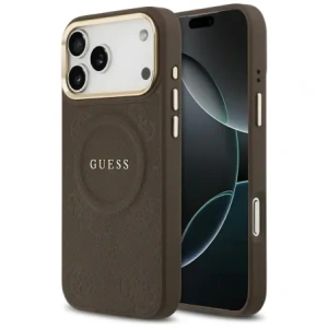 Etui Guess Peony Hot Stamp MagSafe do Apple iPhone 17 Pro Max brązowy