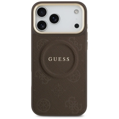 Etui Guess Peony Hot Stamp MagSafe do Apple iPhone 17 Pro Max brązowy