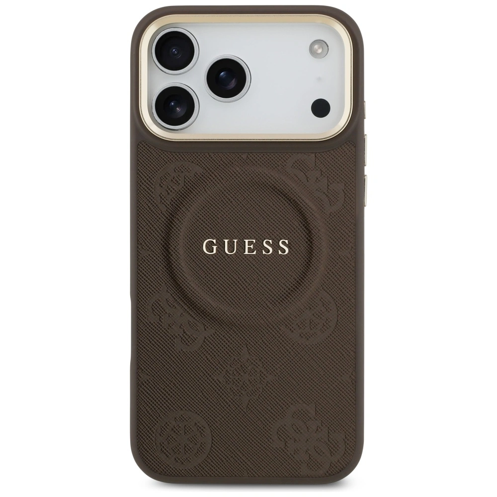 Kryt Guess Peony Hot Stamp MagSafe Apple iPhone 17 Pro Max brown