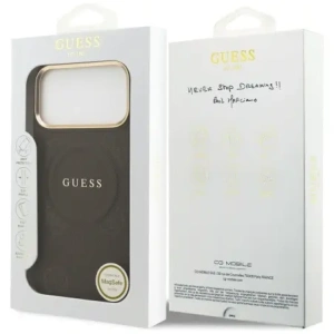 Etui Guess Peony Hot Stamp MagSafe do Apple iPhone 17 Pro Max brązowy