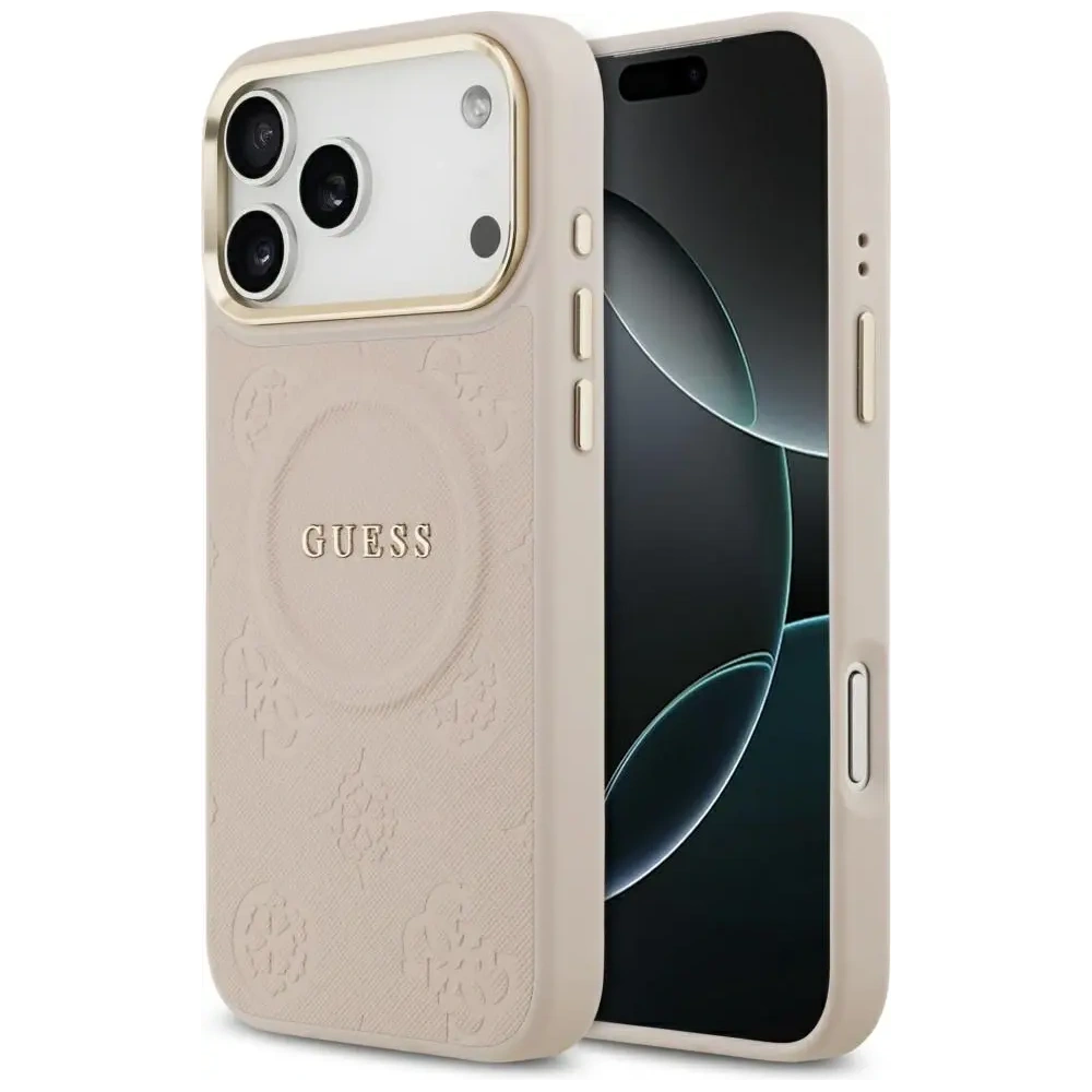 Etui Guess Peony Hot Stamp MagSafe do Apple iPhone 17 Pro Max różowy