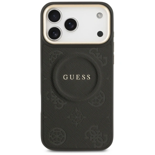 Etui Guess Peony Hot Stamp MagSafe do Apple iPhone 17 Pro Max czarny
