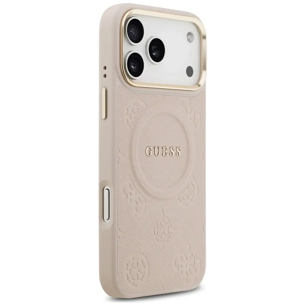 Etui Guess Peony Hot Stamp MagSafe do Apple iPhone 17 Pro Max różowy