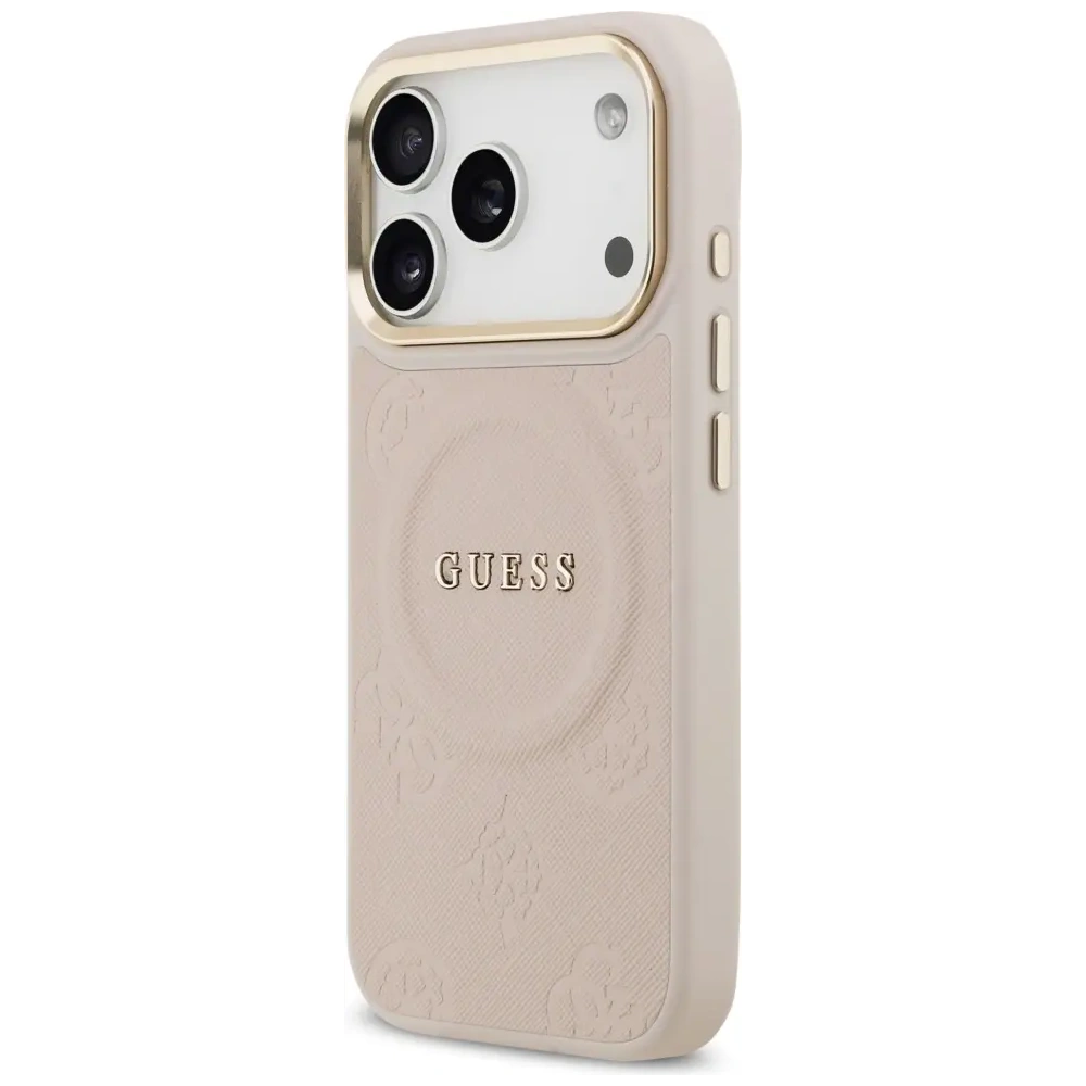 Etui Guess Peony Hot Stamp MagSafe do Apple iPhone 17 Pro różowy