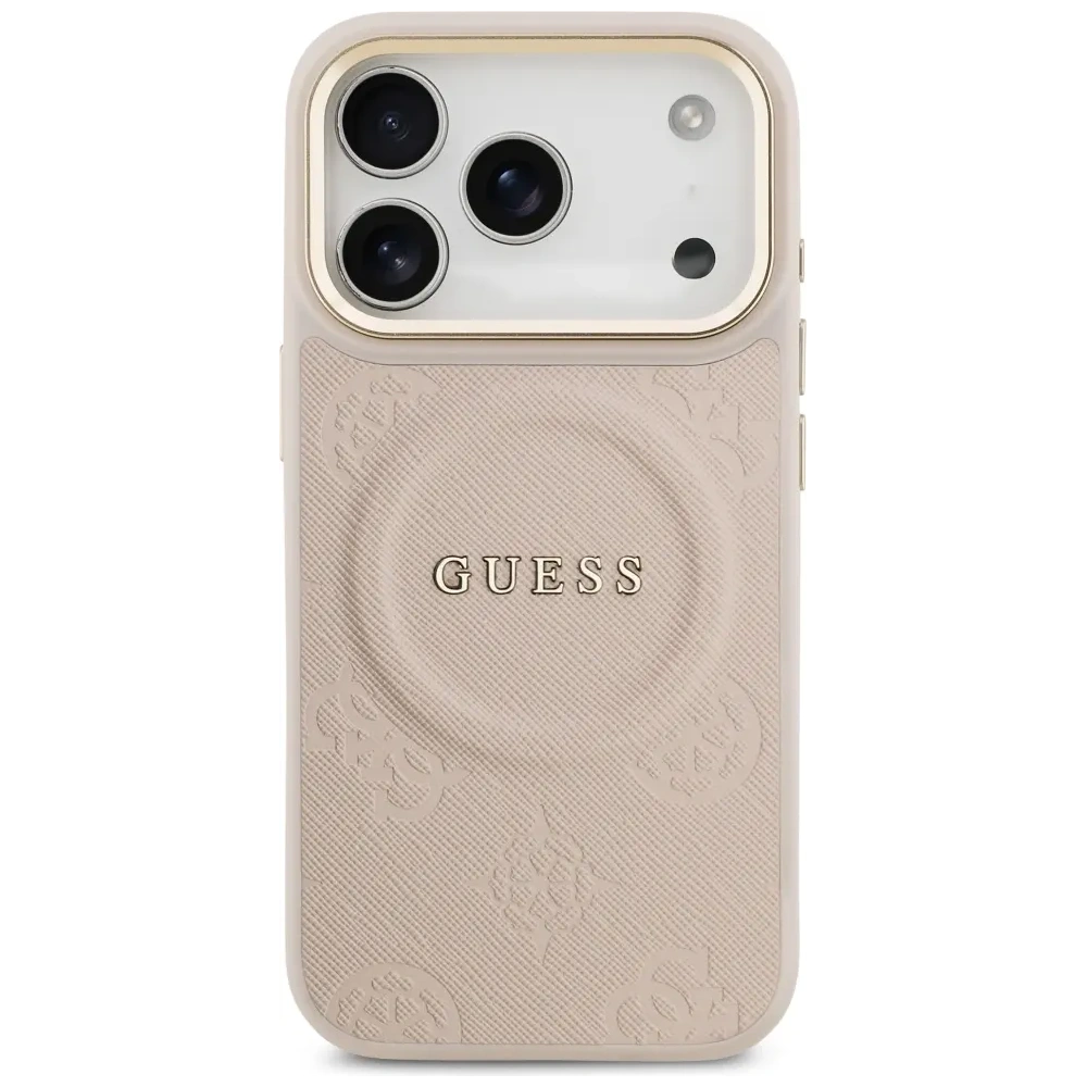 Etui Guess Peony Hot Stamp MagSafe do Apple iPhone 17 Pro różowy