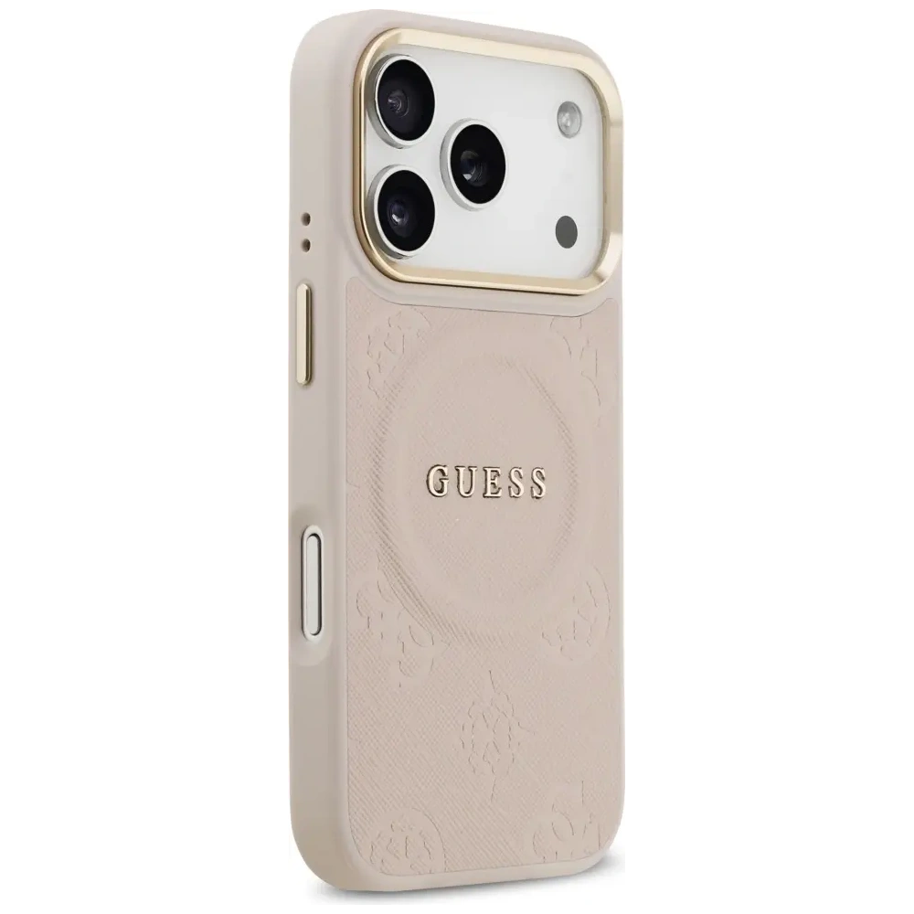 Etui Guess Peony Hot Stamp MagSafe do Apple iPhone 17 Pro różowy