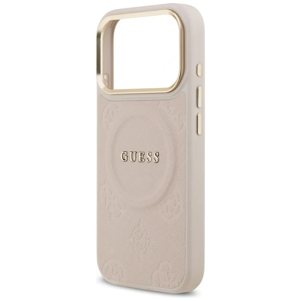 Etui Guess Peony Hot Stamp MagSafe do Apple iPhone 17 Pro różowy