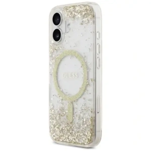 Etui Guess Resin Bottom Glitter MagSafe do Apple iPhone 17 złoty