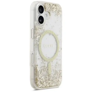 Etui Guess Resin Bottom Glitter MagSafe do Apple iPhone 17 złoty
