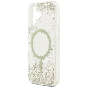 Etui Guess Resin Bottom Glitter MagSafe do Apple iPhone 17 złoty