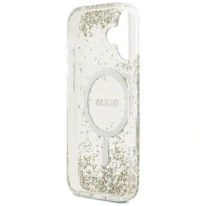 Etui Guess Resin Bottom Glitter MagSafe do Apple iPhone 17 złoty