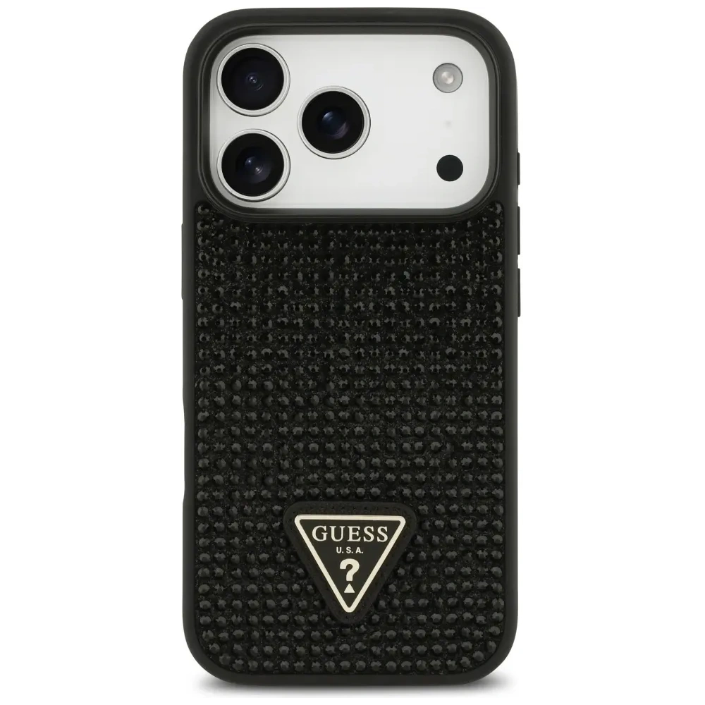 Etui Guess Rhinestone Triangle Logo do Apple iPhone 17 Pro czarny