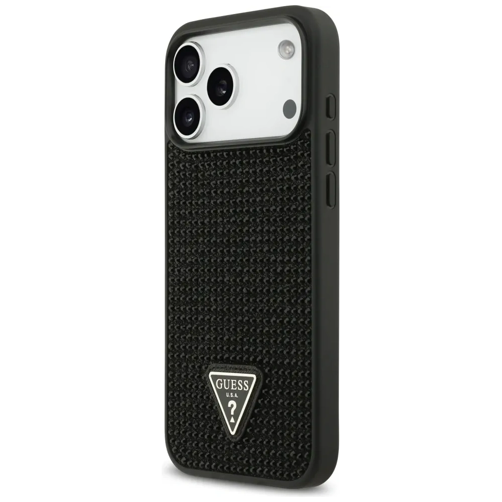 Etui Guess Rhinestone Triangle Logo do Apple iPhone 17 Pro Max czarny