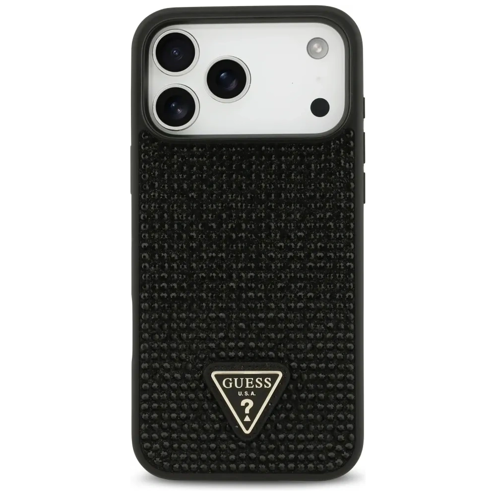 Etui Guess Rhinestone Triangle Logo do Apple iPhone 17 Pro Max czarny