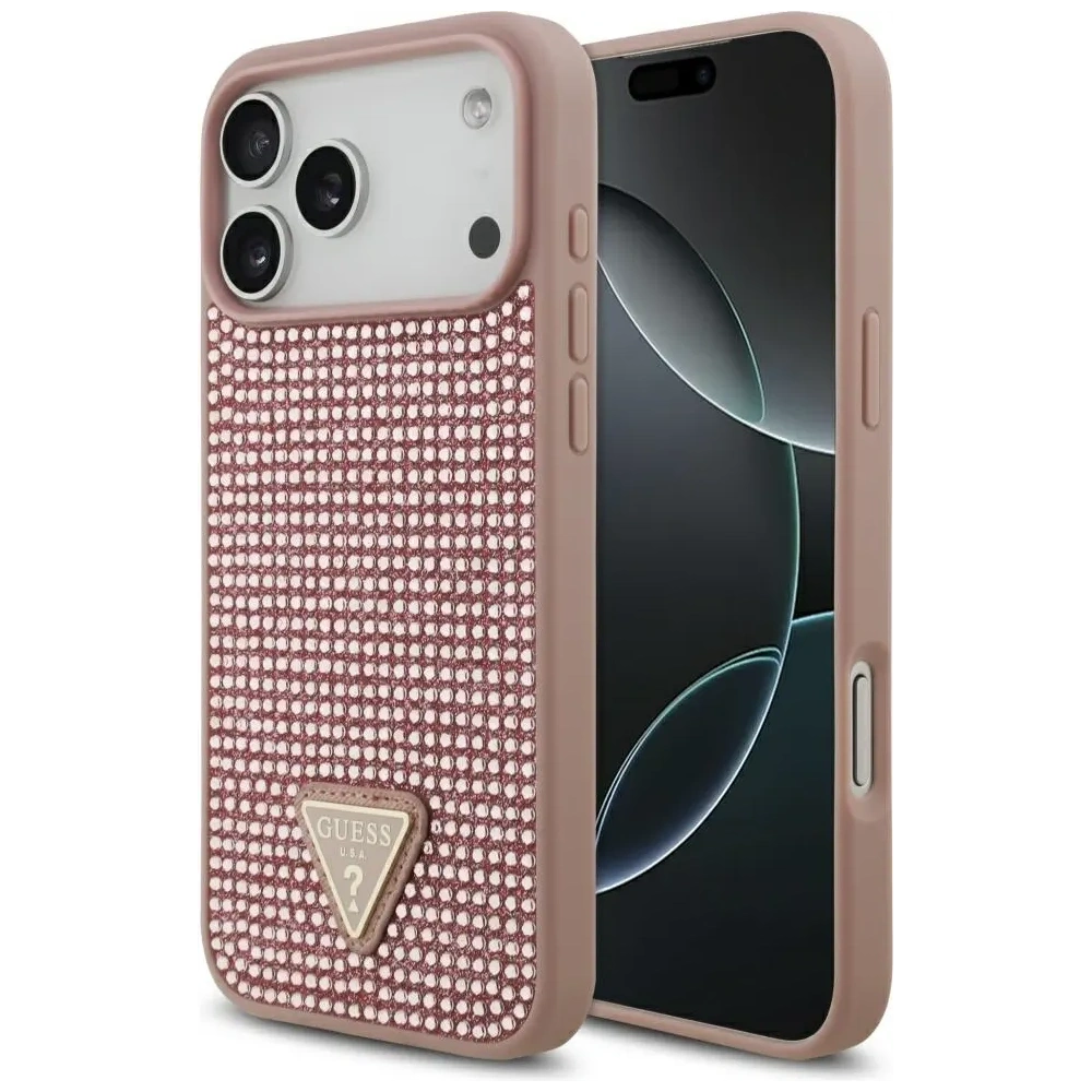 Etui Guess Rhinestone Triangle Logo do Apple iPhone 17 Pro Max różowy