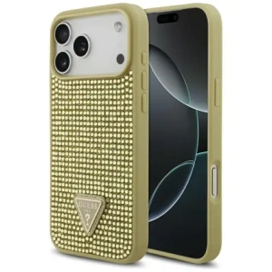 Etui Guess Rhinestone Triangle Logo do Apple iPhone 17 Pro Max złoty