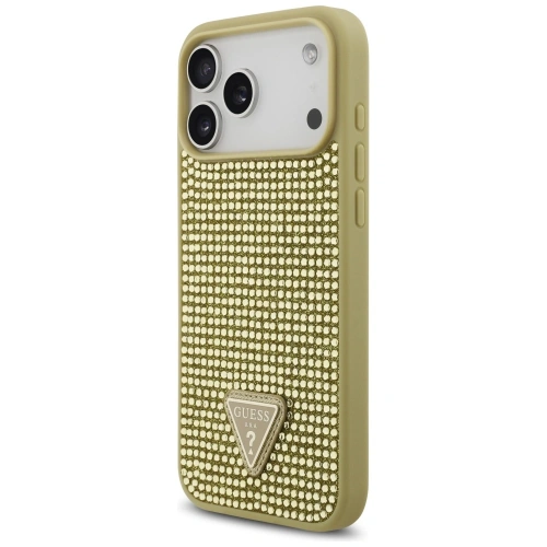 Etui Guess Rhinestone Triangle Logo do Apple iPhone 17 Pro Max złoty
