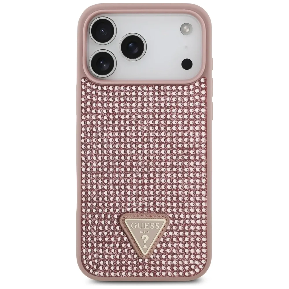 Etui Guess Rhinestone Triangle Logo do Apple iPhone 17 Pro Max różowy