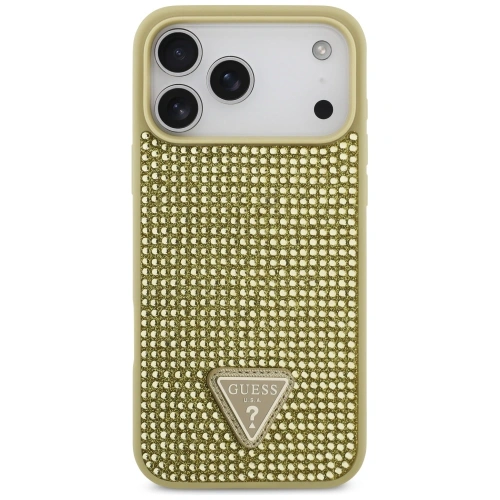 Etui Guess Rhinestone Triangle Logo do Apple iPhone 17 Pro Max złoty