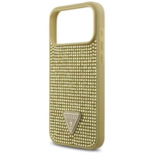 Etui Guess Rhinestone Triangle Logo do Apple iPhone 17 Pro Max złoty