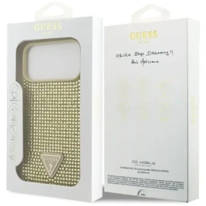 Etui Guess Rhinestone Triangle Logo do Apple iPhone 17 Pro Max złoty