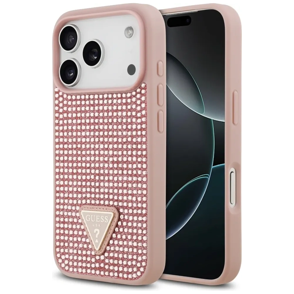 Etui Guess Rhinestone Triangle Logo do Apple iPhone 17 Pro różowy