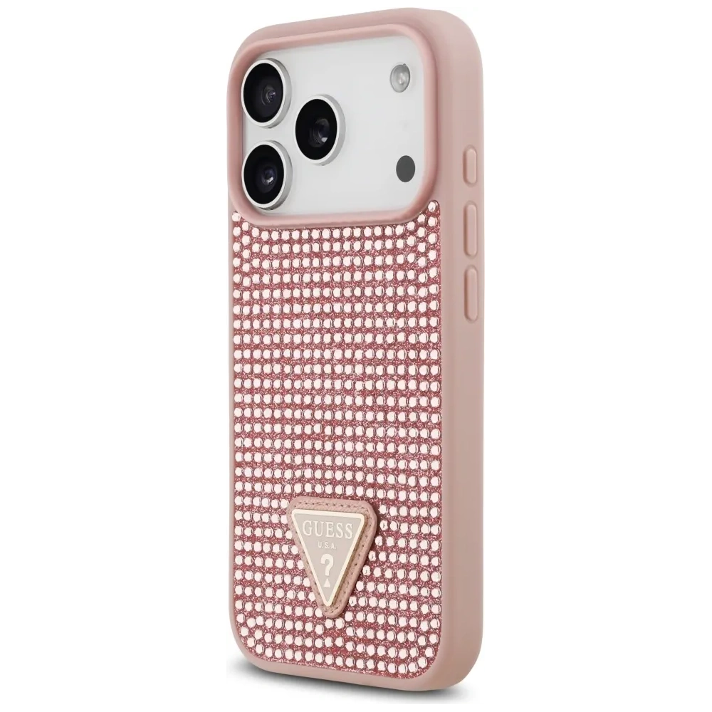 Etui Guess Rhinestone Triangle Logo do Apple iPhone 17 Pro różowy