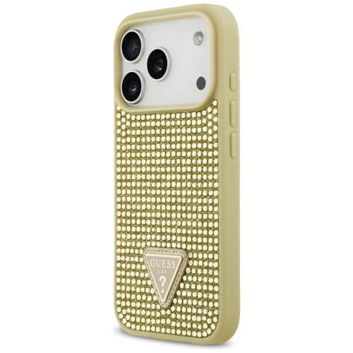 Etui Guess Rhinestone Triangle Logo do Apple iPhone 17 Pro złoty
