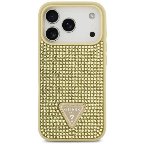 Etui Guess Rhinestone Triangle Logo do Apple iPhone 17 Pro złoty