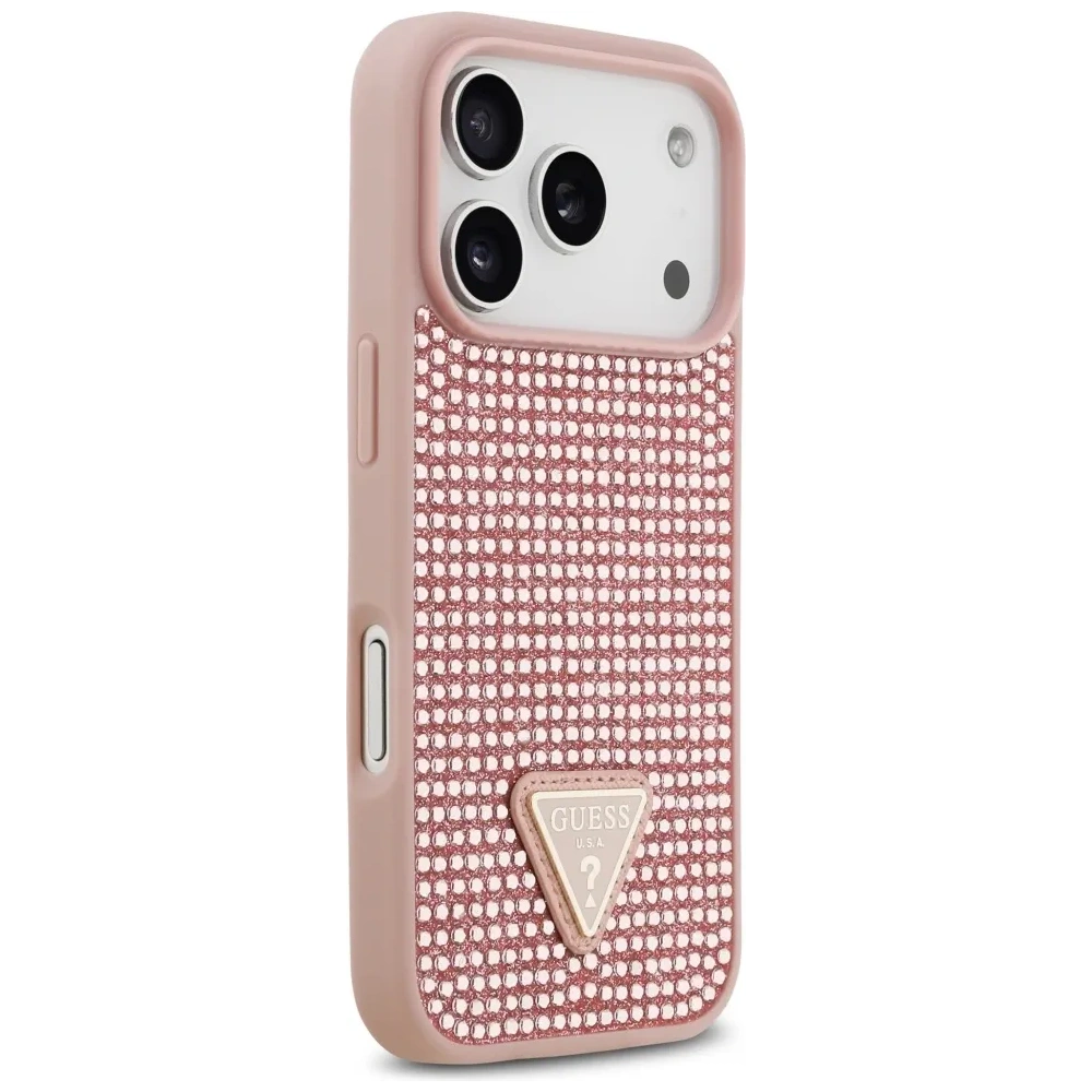 Etui Guess Rhinestone Triangle Logo do Apple iPhone 17 Pro różowy