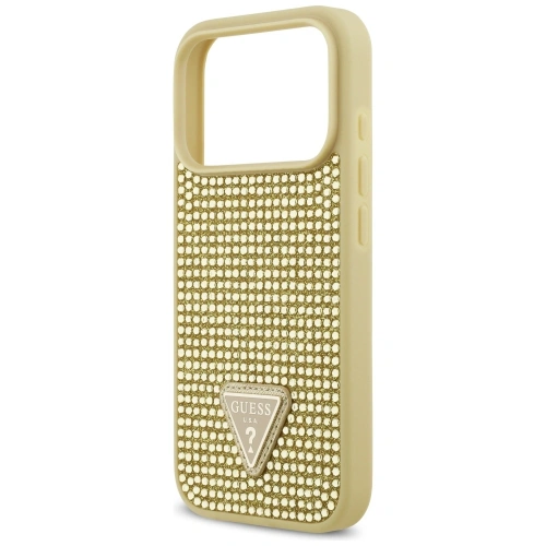 Etui Guess Rhinestone Triangle Logo do Apple iPhone 17 Pro złoty